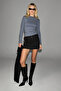 Aether Women's Black Belt Detailed Woven Mini Black Skirt - 3
