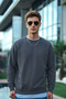 Men's Smoked Winter 3-Thread Fleece Inside Crew Neck Comfortable Fit Sweatshirt
