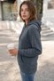 Women's Smoked Winter 3-Strand Fleece Hooded Oversize Sweatshirt with Kangaroo Pocket - 5