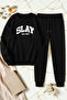 Unisex Slay All Day Printed Crew Neck Sweatshirt - 2-Piece Tracksuit Set