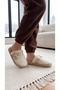 Women's Mink Leather Bow Detailed Plush House Slippers 3 cm Byndtmtf01 - 7