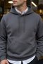 Men's Winter 3-Strand Fleece Hooded Oversize Sweatshirt with Cut-Out Pockets - Smoked - 3