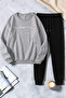 Unisex Heart Ribbon Printed Crew Neck Sweatshirt - 2-Piece Tracksuit Set