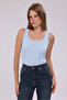 Women's Terry Fabric U-Neck Strappy Basic T-Shirt - 4