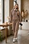 Women's 3-Thread Cut-Pocket Hooded Cotton Puff Soft Tracksuit Set - Original Quality - 6