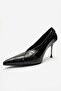Polly Black Print Women's Heeled Shoes - 8