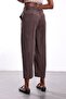 Brown Front-Stitched Tencel Trousers 00206 - 4