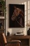 Natural Wood Framed Noble Horse Wall Decor Decorative Painting Set for Living Room Living Bedroom Office Entrance Kitchen
