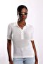 Ecru Buttoned Polo Collar Short Sleeve Knitwear 2612 - 5