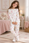 Girls' Pajama Set Rabbit and Cute Animal Patterned Long Sleeve Bottom Top Children's Pajamas 7-10 Years Old - 5