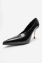 Polly Black Leather Women's Heeled Shoes - 7