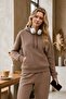 Women's 3-Thread Cut-Pocket Hooded Cotton Puff Soft Tracksuit Set - Original Quality - 5
