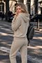 Women's 3-Thread Kangaroo Pocket Hooded Cotton Puff Soft Tracksuit Set - Original Quality - 4