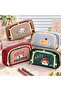 Multi-Compartment, Two-Compartment, Large Volume, Cute Dog Plaid Pattern, Unisex, for Girls and Boys, Elementary School, Middle School, High School, Pencil Holder, Pencil Case, Bag - 4