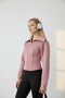 Dusty Rose Corset Stitched Wide Collar Zippered Scuba Jacket Cardigan - 4