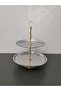 Luxurious 2-Tier Stainless Steel Cookie Stand with Stand Legs, Decorative Presentation Tray, Multi-Tier Serving Tray, Cookie Holder, Candy Tray - 7