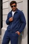 Men's Navy Blue Crep Jacket & Baggy Pants Bottom Top 2-Piece Set Ls-16108 - 3