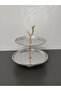 Luxurious 2-Tier Stainless Steel Cookie Stand with Stand Legs, Decorative Presentation Tray, Multi-Tier Serving Tray, Cookie Holder, Candy Tray - 8