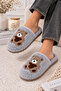 Cute Teddy Bear Figured Plush Home Slippers Soft Sole Winter Home Slippers Dowry Slippers Gift Stc1350 - 3