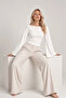 Women's White Waist Fit Spanish Sleeve Premium Fabric Blouse - 2