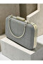 Anthracite Gray Platinum Zigzag Laser Patterned Chain Strap Women's Evening Dress Bag Wedding Engagement Graduation - 8