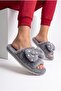 Women's Fluffy Plush Slippers with Bow, Gold Sequins, Open Toe, Soft Sole, Dowry House Slippers - 2