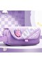 Girl's Multi-Compartment Cute Patterned Lucky Writing Anime Style Easy-To-Carry Pink Purple Fuchsia Large Capacity Pencil Case with Handle