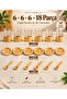 18-Piece Bamboo Tea Set – Borosilicate Glass Cups for 6 People, Bamboo Coasters and Spoon - 3