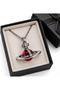 Westwood Saturn Necklace Red Globe Detailed Shiny Planet Figured Women's Necklace - 2