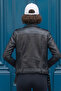 Women's Double-Breasted Collar Faux Leather Coat - Black - 4