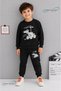 Winter Unisex Black Tracksuit, Black Sweat Top and Bottom Set