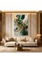 Green Gold Botanical Wall Art, Flowing Abstract Canvas, Luxury Leaf Canvas Print 40x60 Gallery Wrapped - 7