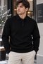 Men's Polo Collar Buttoned Knitwear Sweater - Long Sleeve Winter Casual Sweater - White, Black, Navy Blue, Khaki