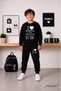 Winter Unisex Black Tracksuit, Black Sweat Top and Bottom Set