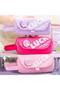 Girl's Multi-Compartment Cute Patterned Lucky Writing Anime Style Easy-To-Carry Pink Purple Fuchsia Large Capacity Pencil Case with Handle - 2