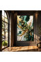Green Gold Botanical Wall Art, Flowing Abstract Canvas, Luxury Leaf Canvas Print 40x60 Gallery Wrapped