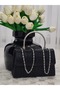 Women's Silvery Evening Dress Bag with Metal Handle and Chain Strap, Hand and Shoulder Bag - 7