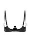 Ozella Black Open-Cup Bra - with a Bold and Seductive Wet Look Design - Black, 4