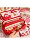 Checkered Easy-To-Carry Handle Large Volume Multi-Compartment Large Size Girls Boys Kids Students Cute Animal Dog Pattern Pastel Color Primary School Middle School Pen Holder Pencil Case - 3