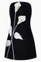 Floral Appliqué Strapless Mini Women's Dress Black - Black, 34 - 3