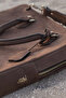 Nubuck Leather Briefcase Luxury Durable Unisex Business Bag - Brown - 8