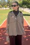 Hooded Plaid Shirt Jacket with Stopper Detail