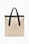 Beach Bag Canvas Unisex Tote Bag - Cream-Navy Blue