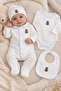 Premium Teddy Bear Embroidered 4 Piece 100% Cotton Romper Set - 4