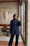 Women's Decorative Buttoned Wide Collar Lace-Up Long Tunic Jacket - 2