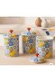 Lemon Patterned Plastic Spice Container Set – Kitchen Coffee Tea Sugar Storage Container with Lid - 2