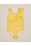 Yellow U-Neck Girls' Swimsuit - 2