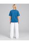 Women's Two Thread 2 Piece Set Oversize Crew Neck T-Shirt and Relaxed Cut Pants - 5