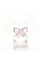 Set of 3 Glass Cups with Bow Decoration 7X9 cm Pink Glass with Bow Detail Water and Soft Drink Cup - 7