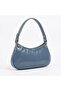 Soft Leather Gold Detailed Blue Shoulder Bag Women's Daily Stylish Baguette Bag - - 5